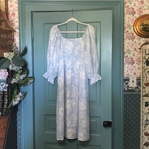 NWT Blue and white smocked midi dress